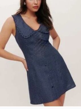 Caroline Constas Polka Dot Linen Blend Dress Size 8